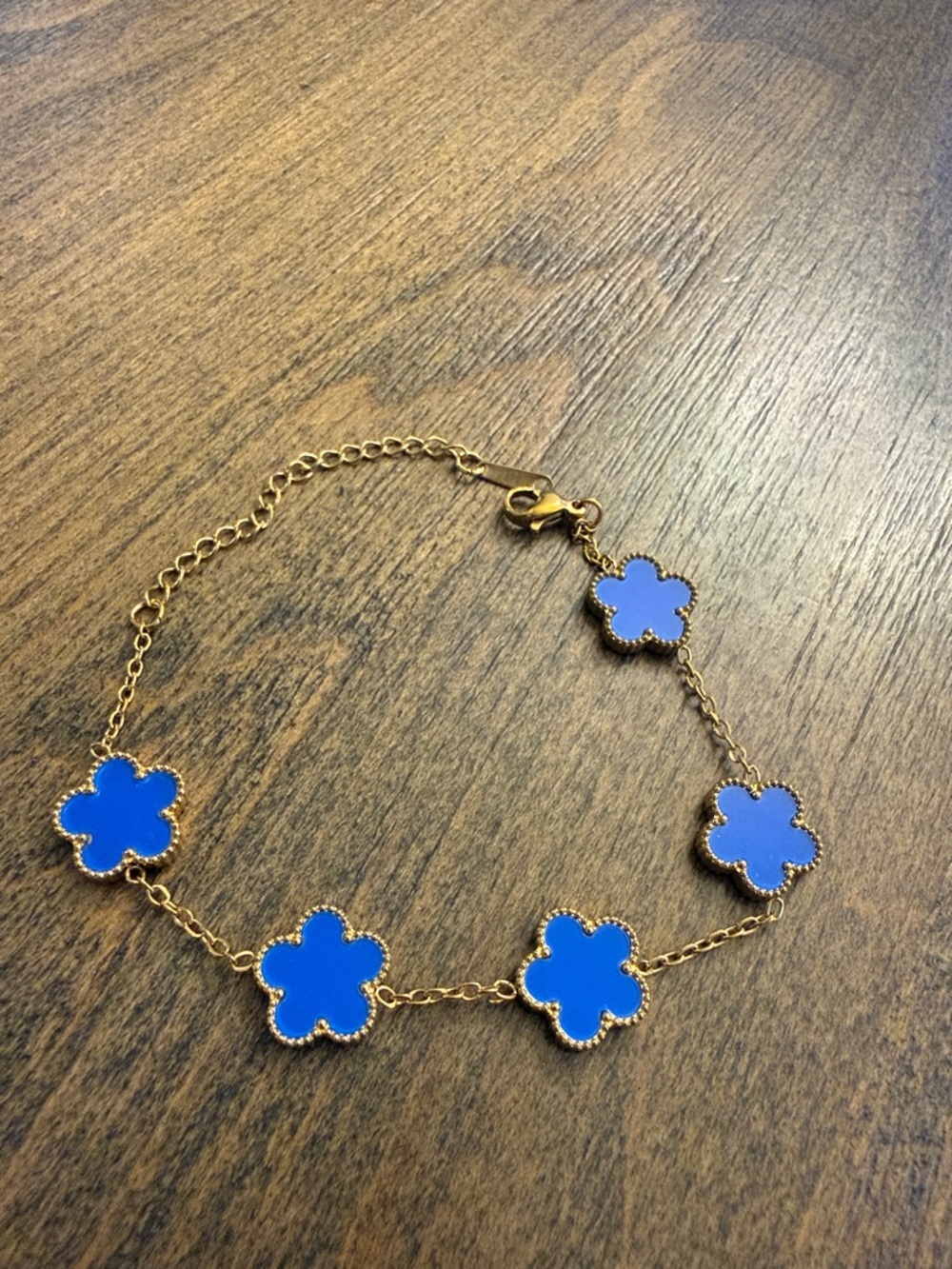 Elegant Gold (S1)   royal blue Clover Stainless Steel gold plated 18K bracelet